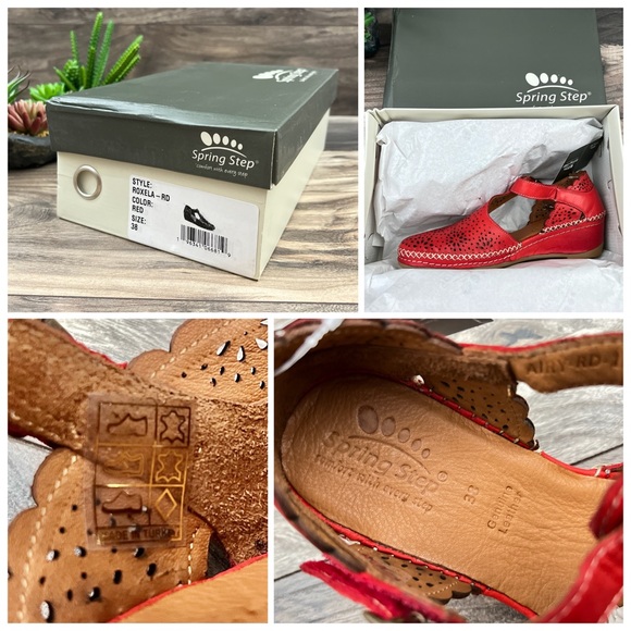 NIB Spring Step Roxela Red Leather T Strap Mary Jane Sandal Shoes - Picture 13 of 14